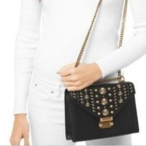 Michael Kors Studded Whitney Black Crossbody Shoulder Bag